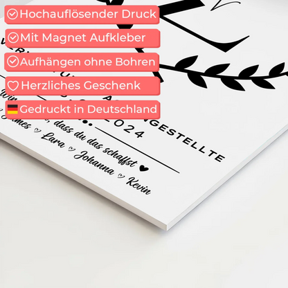 Geschenk Zum Abschluss Ausbildung Verwaltungsfachangestellte Magnet Wandbild Fotoboard