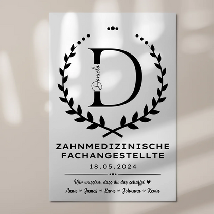 Geschenk Abschluss Ausbildung Zahnmedizinische Fachangestellte Fotoboard Magnet Poster