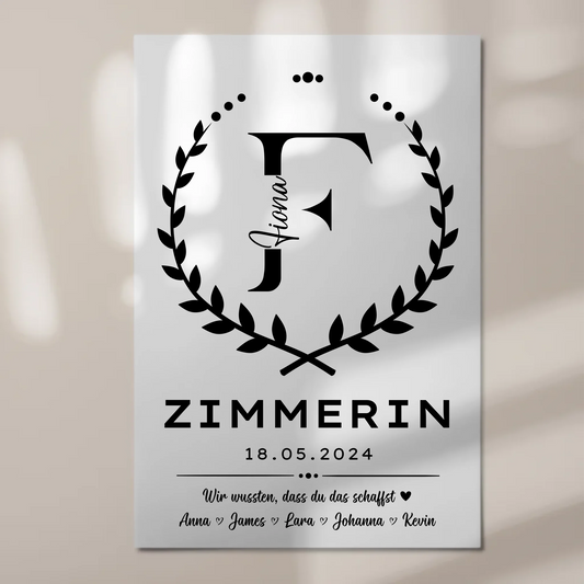 Geschenk Zum Abschluss Ausbildung Zimmerin Fotoboard Magnet Wandbild