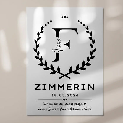 Geschenk Zum Abschluss Ausbildung Zimmerin Fotoboard Magnet Wandbild