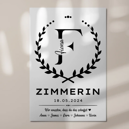 Geschenk Zum Abschluss Ausbildung Zimmerin Fotoboard Magnet Wandbild