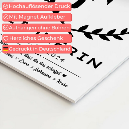 Geschenk Zum Abschluss Ausbildung Zimmerin Fotoboard Magnet Wandbild