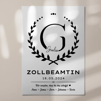 Geschenk Abschluss Ausbildung Zollbeamtin Magnet Wandbild Fotoboard