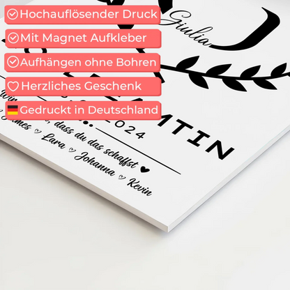 Geschenk Abschluss Ausbildung Zollbeamtin Magnet Wandbild Fotoboard