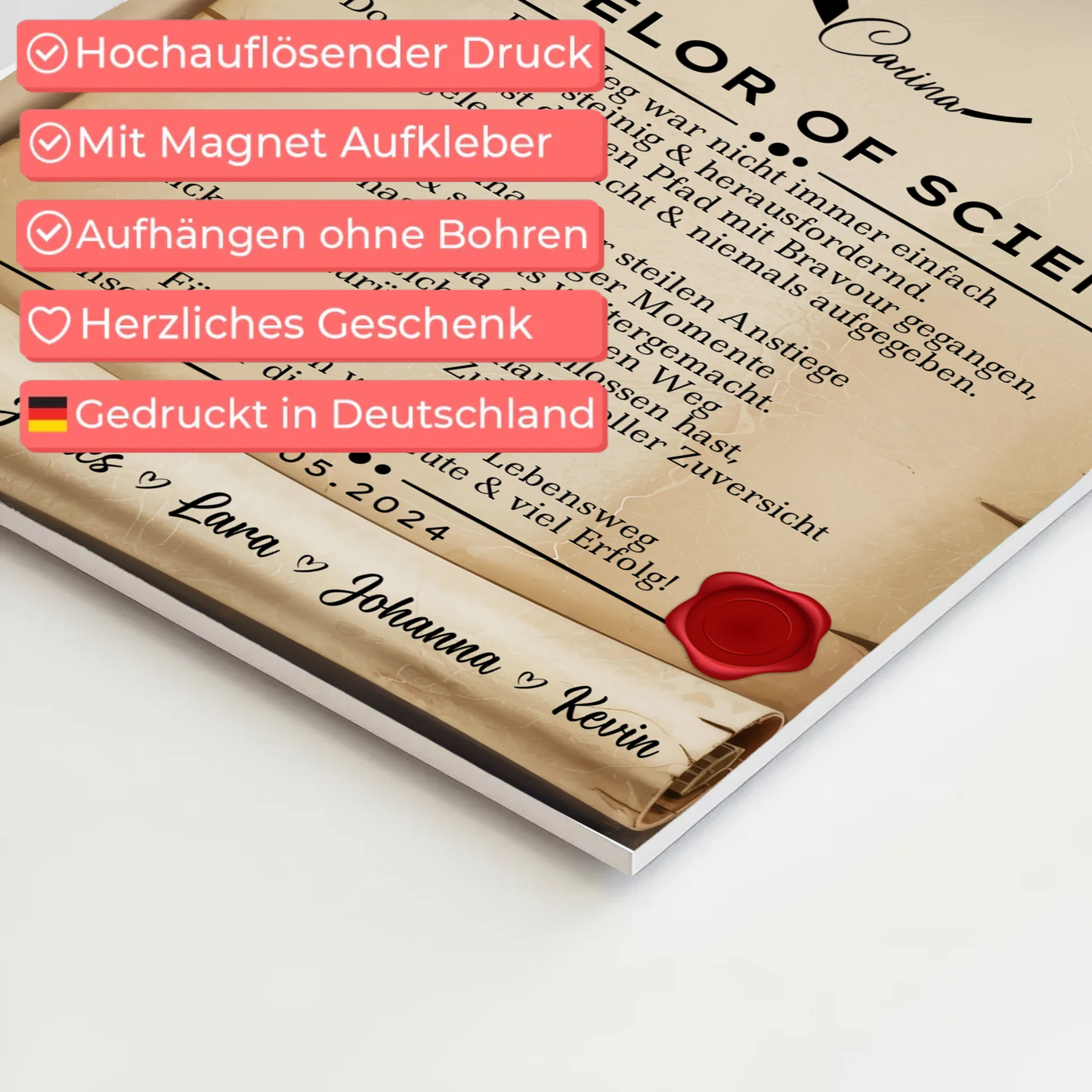 Urkunde Fotoboard Magnetisch Geschenk Zum Bachelorabschluss Bachelor Of Science