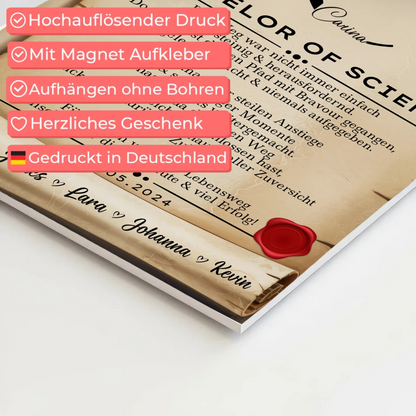 Urkunde Fotoboard Magnetisch Geschenk Zum Bachelorabschluss Bachelor Of Science