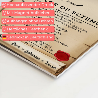 Urkunde Fotoboard Magnetisch Geschenk Zum Bachelorabschluss Bachelor Of Science