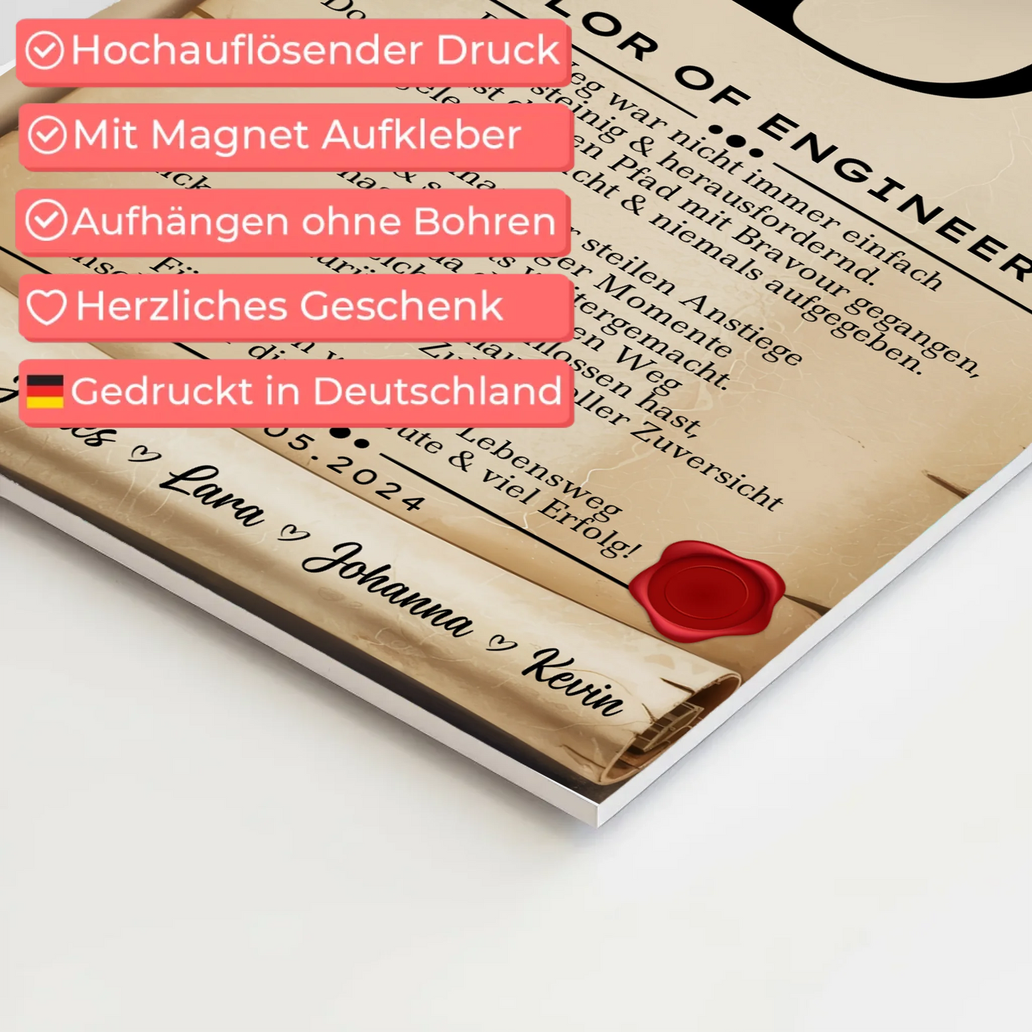 Urkunde Fotoboard Magnet Poster Geschenk Bachelorabschluss Bachelor Of Engineering