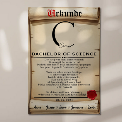 Urkunde Fotoboard Magnetisch Geschenk Zum Bachelorabschluss Bachelor Of Science