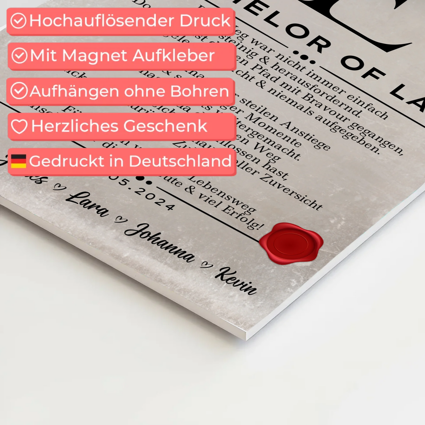 Urkunde Magnet Fotoboard Geschenk Zum Bachelor Bachelor Of Laws