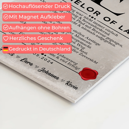 Urkunde Magnet Fotoboard Geschenk Zum Bachelor Bachelor Of Laws