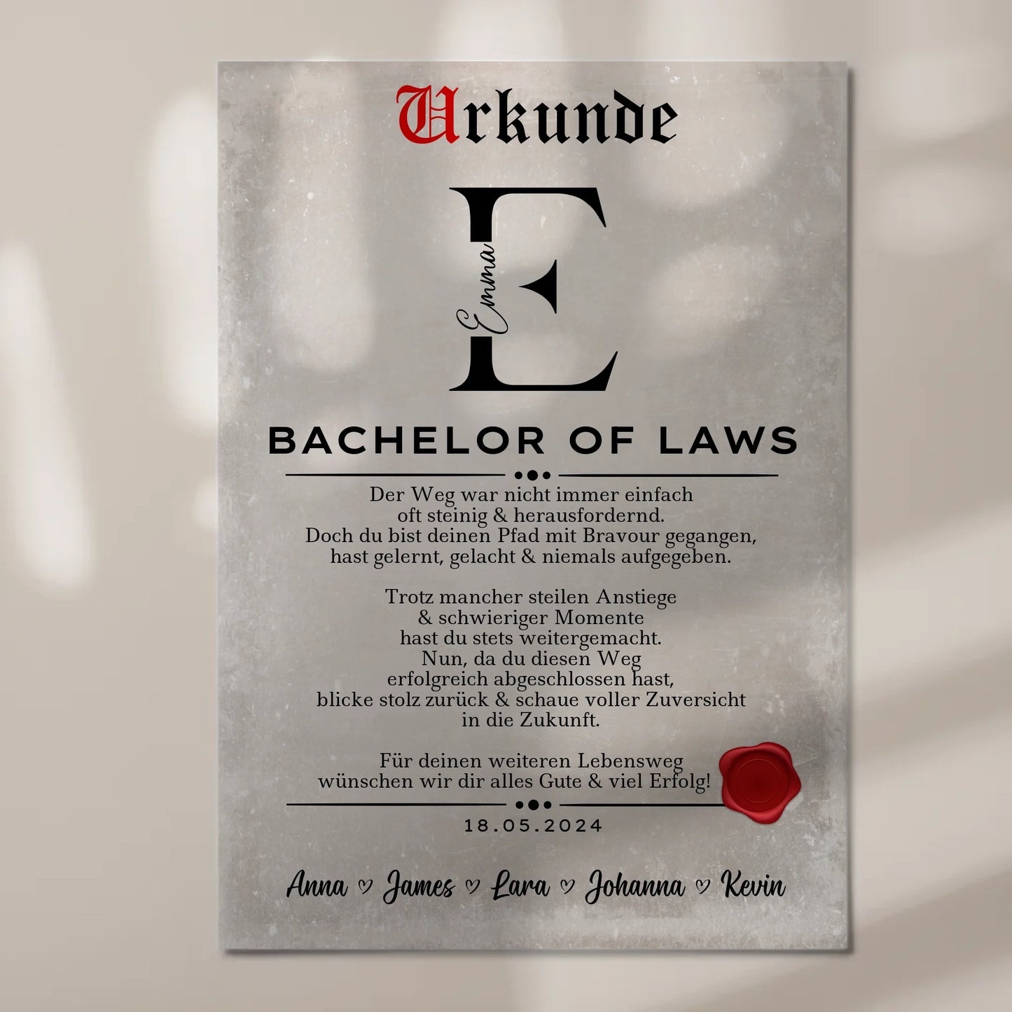 Urkunde Magnet Fotoboard Geschenk Zum Bachelor Bachelor Of Laws