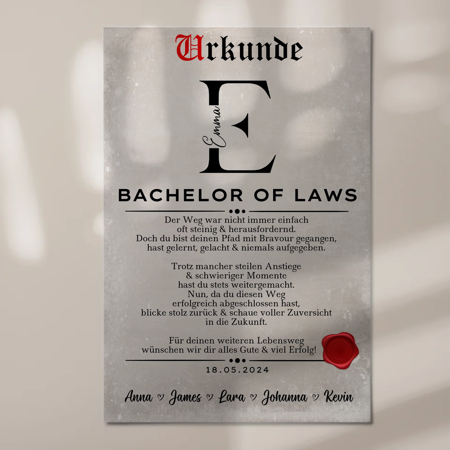 Urkunde Magnet Fotoboard Geschenk Zum Bachelor Bachelor Of Laws