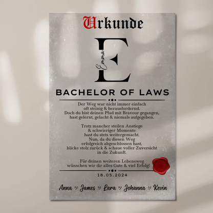 Urkunde Magnet Fotoboard Geschenk Zum Bachelor Bachelor Of Laws
