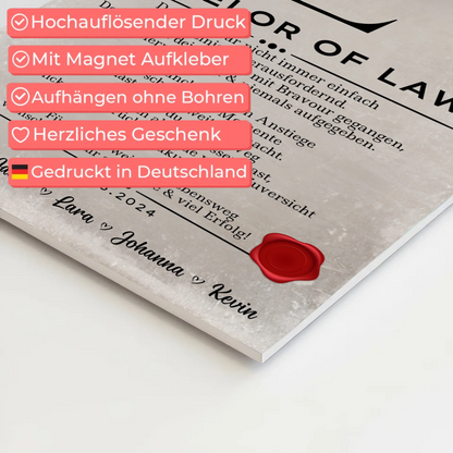 Urkunde Magnet Fotoboard Geschenk Zum Bachelor Bachelor Of Laws