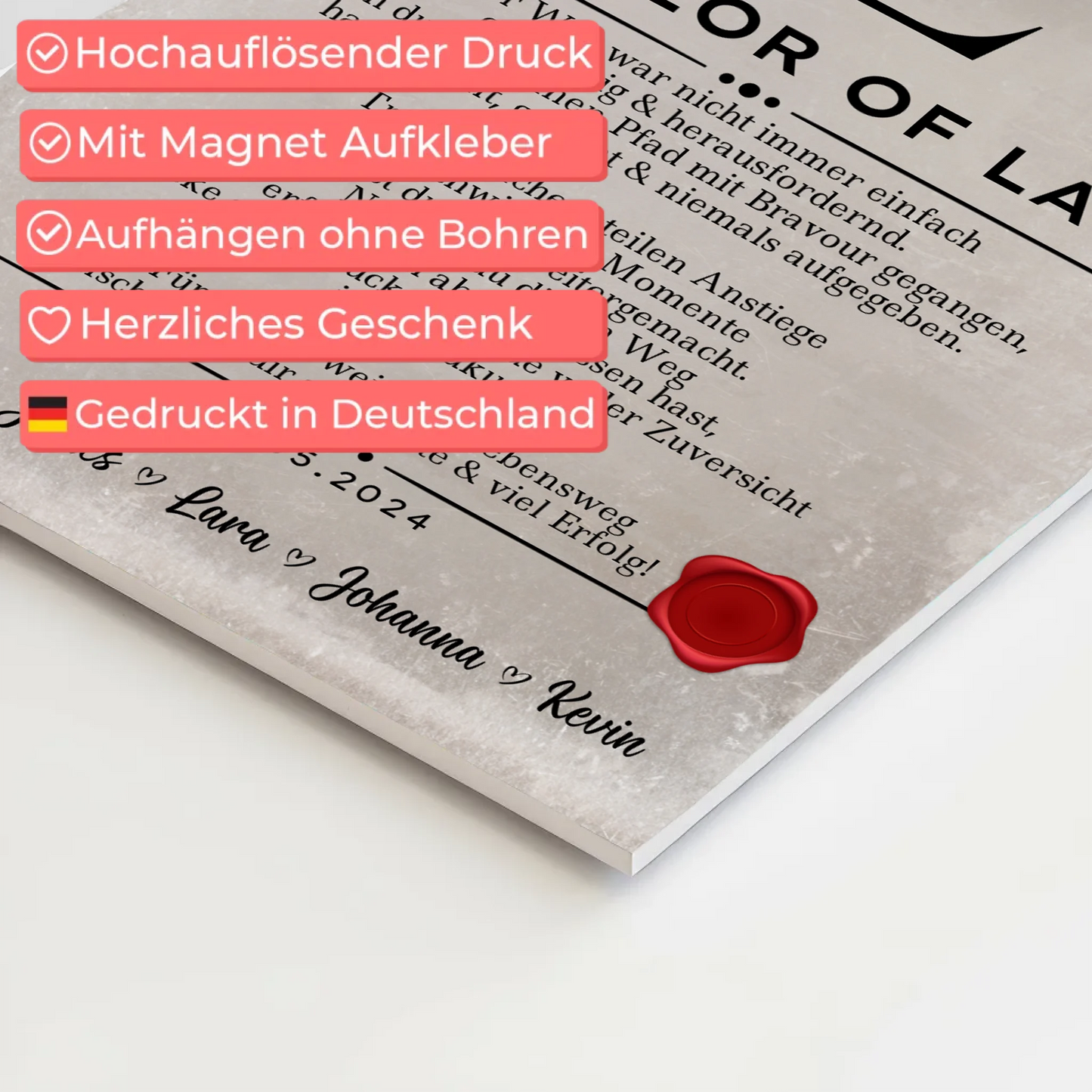 Urkunde Magnet Fotoboard Geschenk Zum Bachelor Bachelor Of Laws