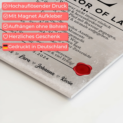 Urkunde Magnet Fotoboard Geschenk Zum Bachelor Bachelor Of Laws