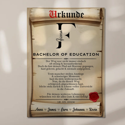 Urkunde Fotoboard Magnet Wandbild Geschenk Zum Bestandenen Bachelor Bachelor Of Education