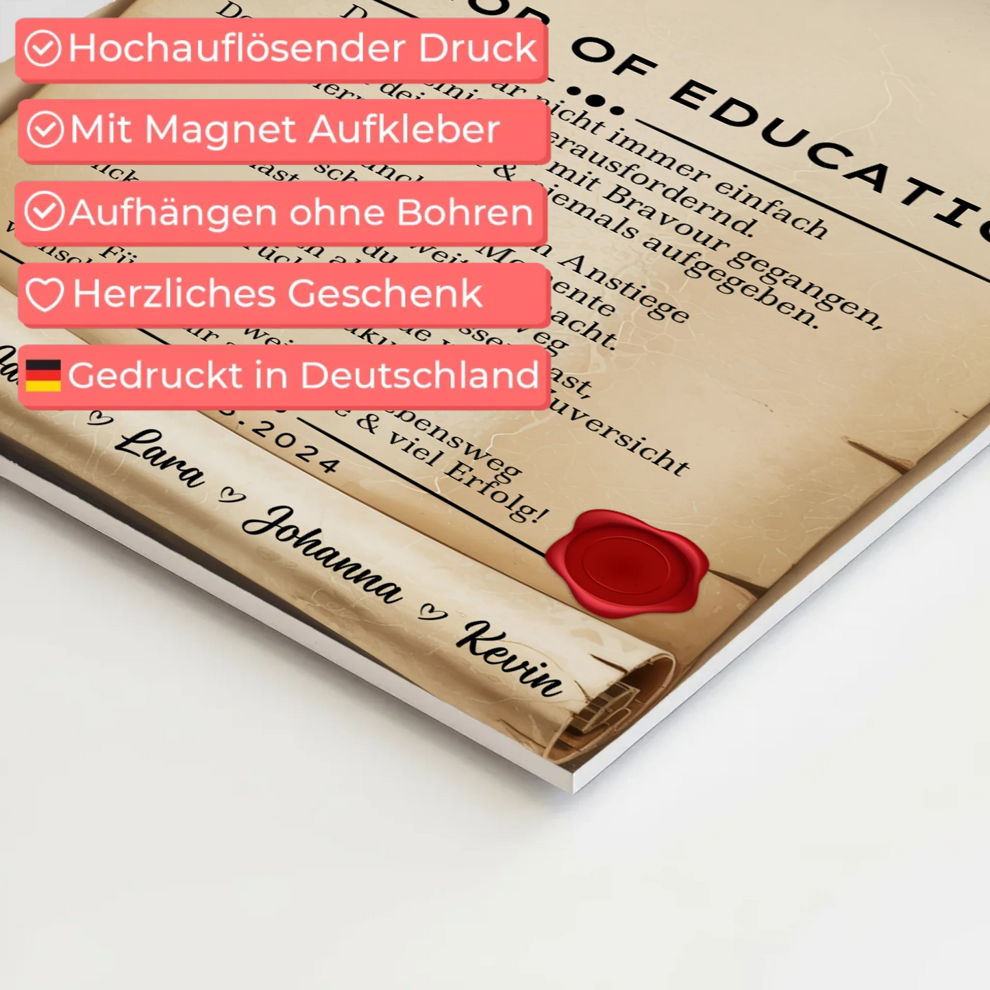 Urkunde Fotoboard Magnet Wandbild Geschenk Zum Bestandenen Bachelor Bachelor Of Education