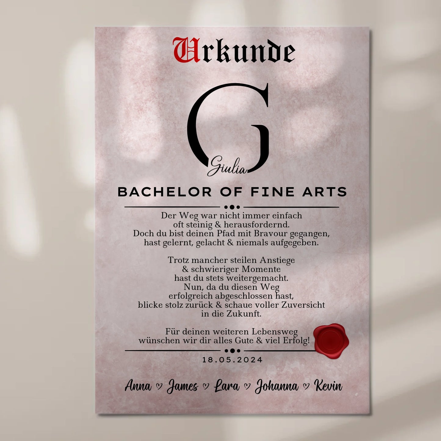 Urkunde Magnet Wandbild Fotoboard Bachelor Abschluss Geschenk Bachelor Of Fine Arts
