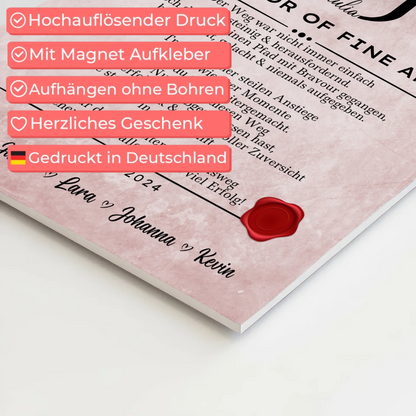 Urkunde Magnet Wandbild Fotoboard Bachelor Abschluss Geschenk Bachelor Of Fine Arts