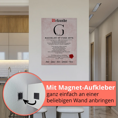 Urkunde Magnet Wandbild Fotoboard Bachelor Abschluss Geschenk Bachelor Of Fine Arts