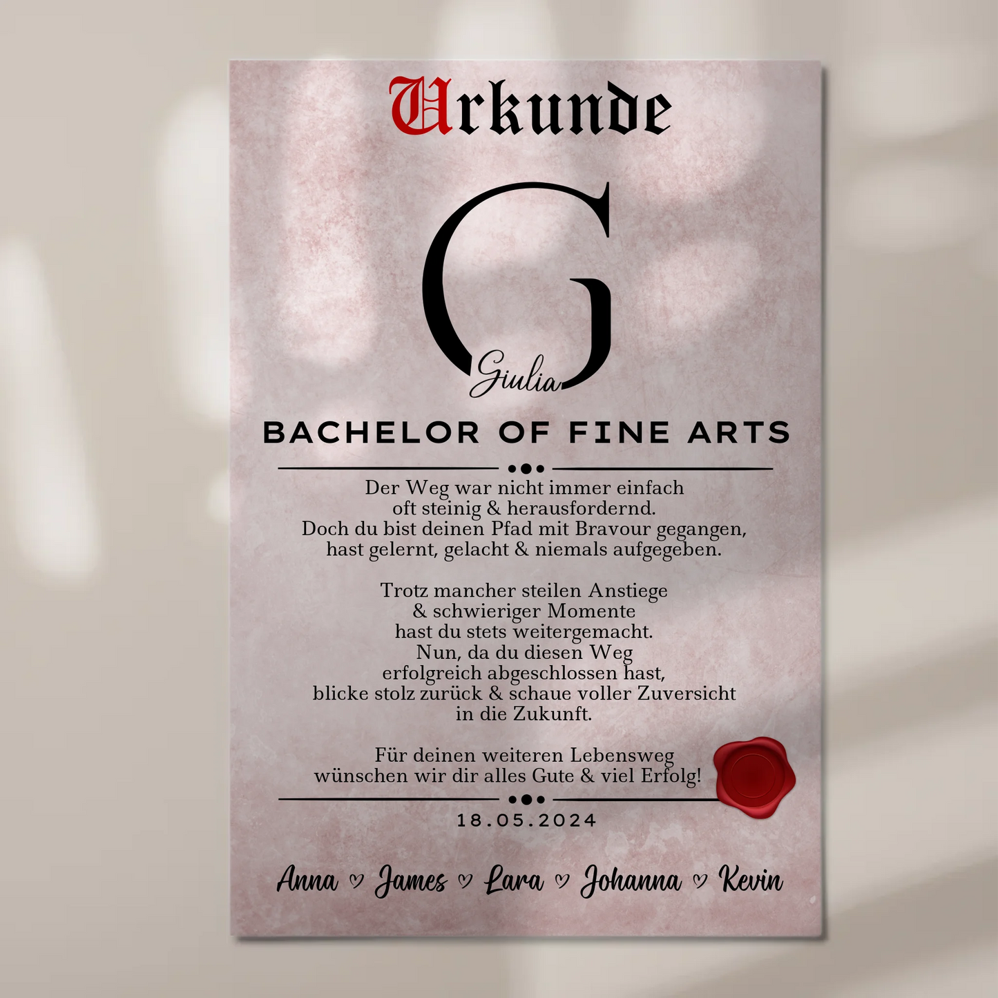 Urkunde Magnet Wandbild Fotoboard Bachelor Abschluss Geschenk Bachelor Of Fine Arts