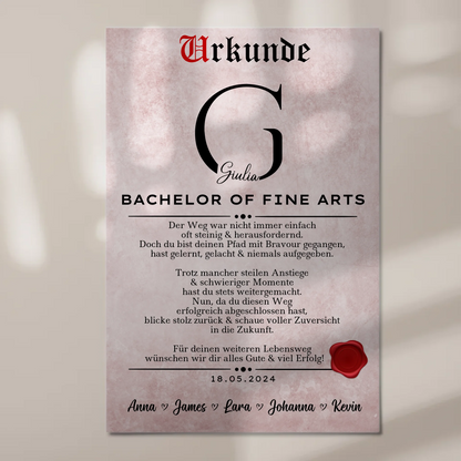 Urkunde Magnet Wandbild Fotoboard Bachelor Abschluss Geschenk Bachelor Of Fine Arts