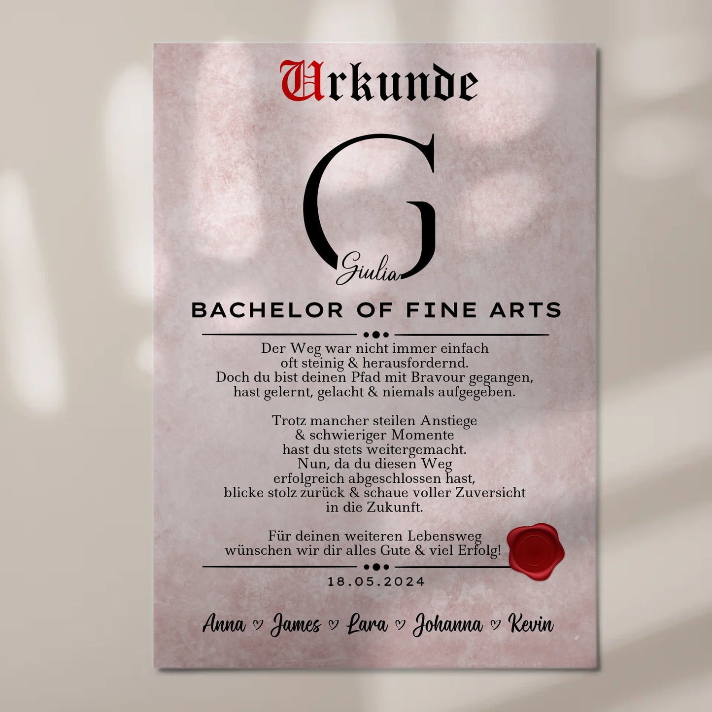 Urkunde Magnet Wandbild Fotoboard Bachelor Abschluss Geschenk Bachelor Of Fine Arts
