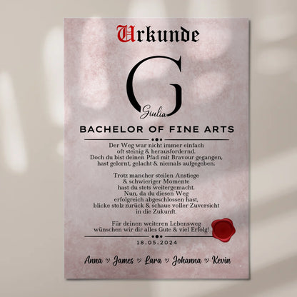 Urkunde Magnet Wandbild Fotoboard Bachelor Abschluss Geschenk Bachelor Of Fine Arts