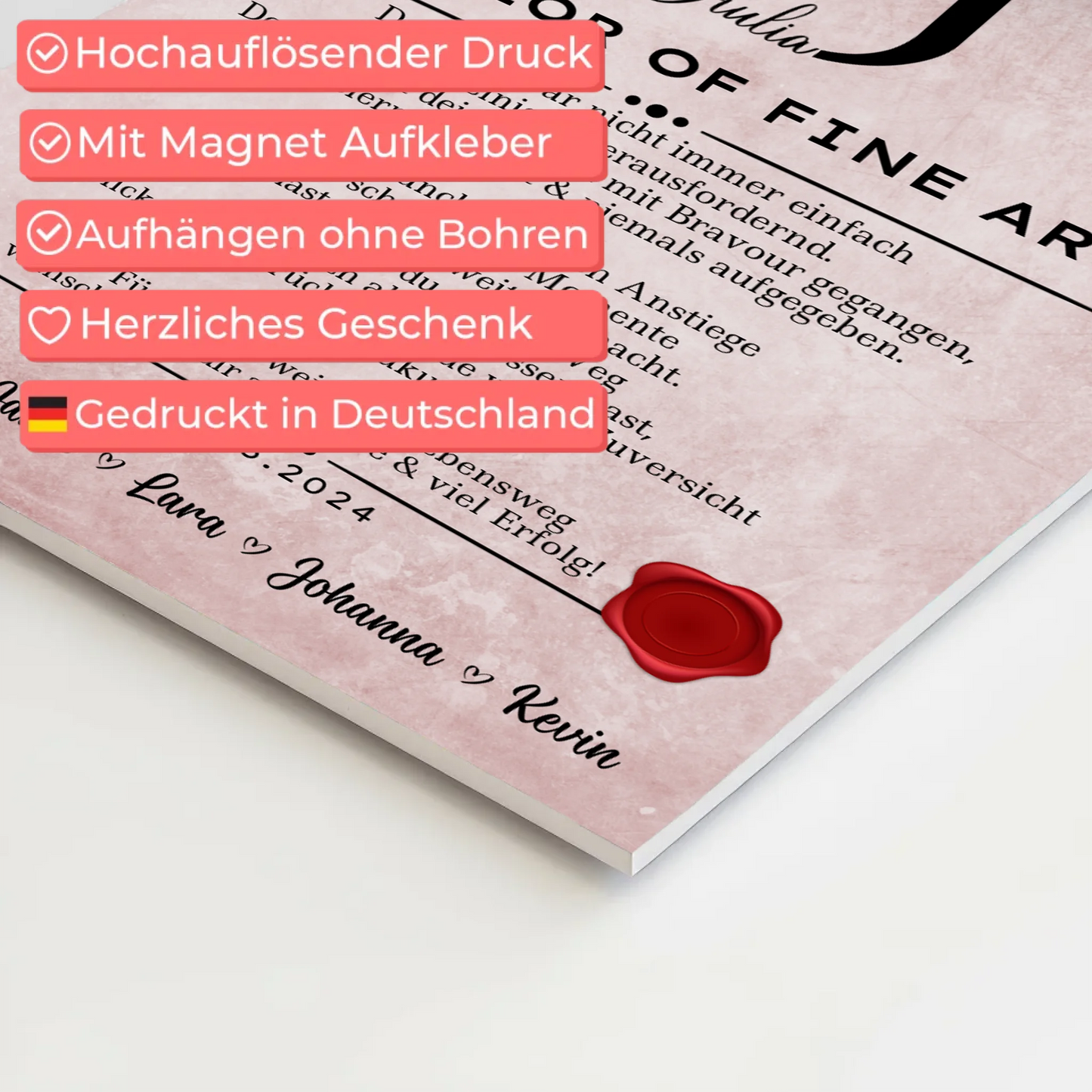 Urkunde Magnet Wandbild Fotoboard Bachelor Abschluss Geschenk Bachelor Of Fine Arts