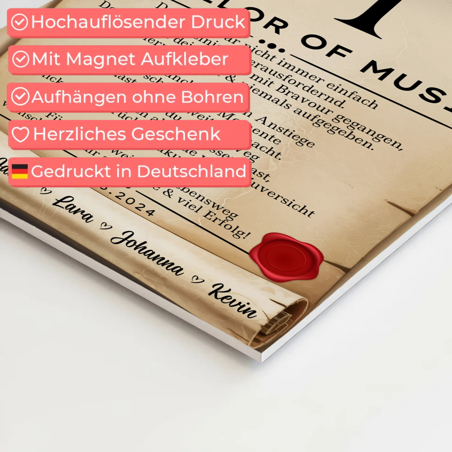 Urkunde Fotoboard Geschenk Zum Bachelorabschluss Bachelor Of Music