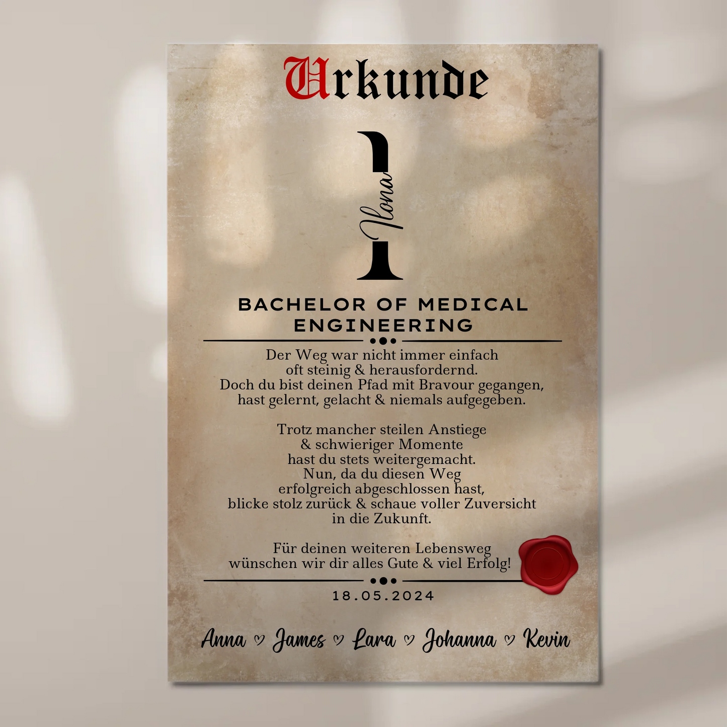 Urkunde Fotoboard Magnetisch Geschenk Bachelorabschluss Bachelor Of Medical Engineering