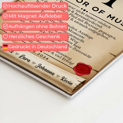 Urkunde Fotoboard Geschenk Zum Bachelorabschluss Bachelor Of Music