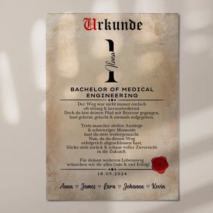 Urkunde Fotoboard Magnetisch Geschenk Bachelorabschluss Bachelor Of Medical Engineering