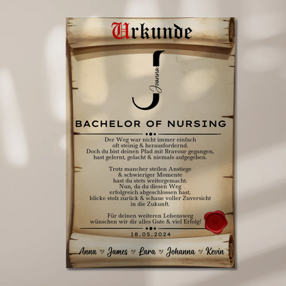 Urkunde Fotoboard Magnet Poster Geschenk Zum Bachelor Bachelor Of Nursing