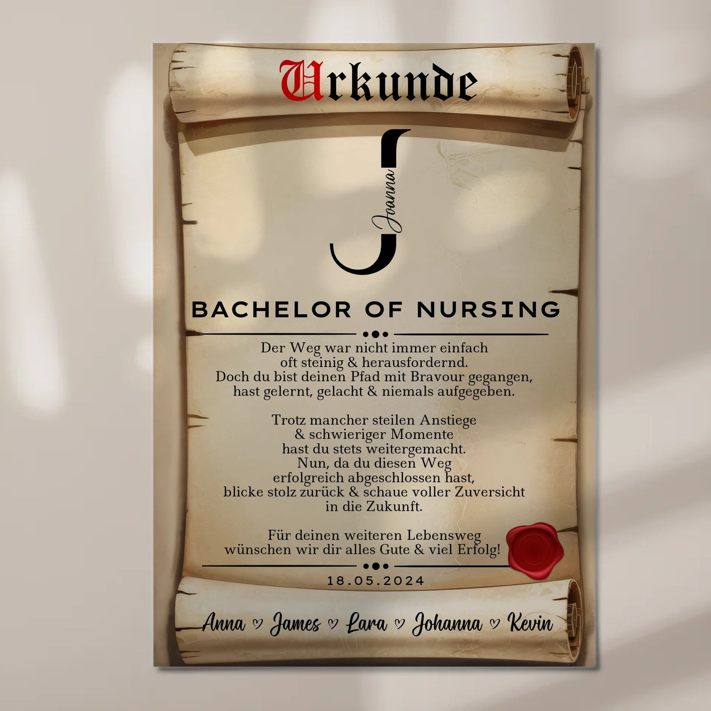 Urkunde Fotoboard Magnet Poster Geschenk Zum Bachelor Bachelor Of Nursing