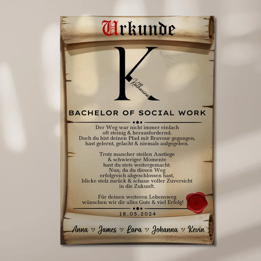 Urkunde Magnet Fotoboard Geschenk Zum Bestandenen Bachelor Bachelor Of Social Work