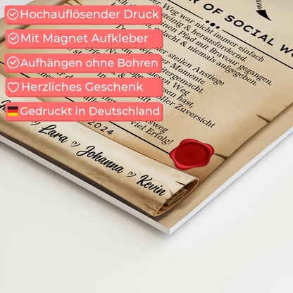 Urkunde Magnet Fotoboard Geschenk Zum Bestandenen Bachelor Bachelor Of Social Work