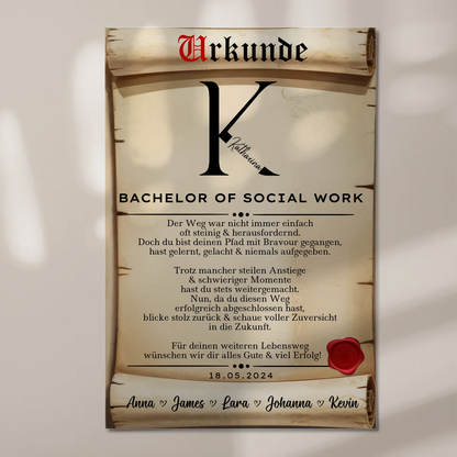 Urkunde Magnet Fotoboard Geschenk Zum Bestandenen Bachelor Bachelor Of Social Work