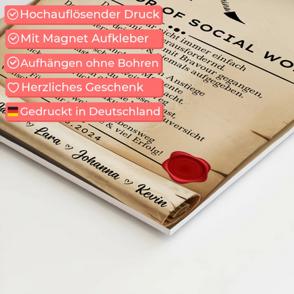 Urkunde Magnet Fotoboard Geschenk Zum Bestandenen Bachelor Bachelor Of Social Work