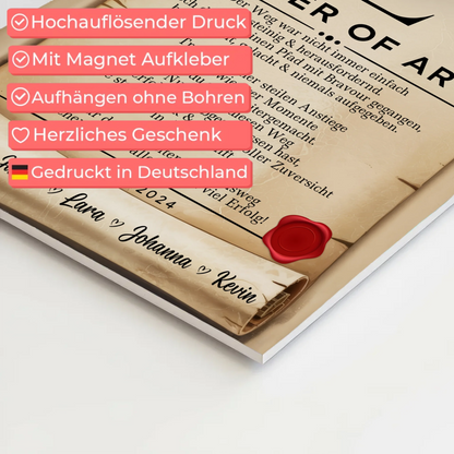 Urkunde Fotoboard Magnet Wandbild Master Abschluss Geschenk Master Of Arts