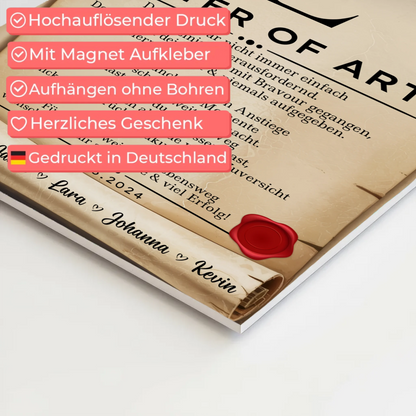 Urkunde Fotoboard Magnet Wandbild Master Abschluss Geschenk Master Of Arts