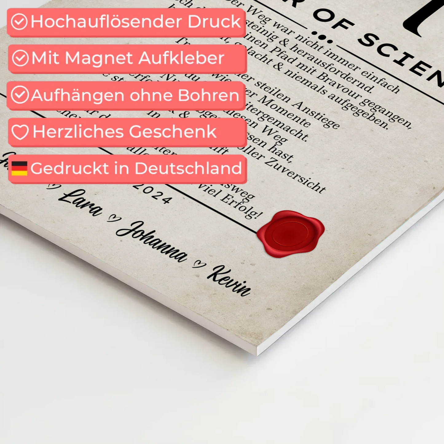 Urkunde Magnet Wandbild Fotoboard Geschenk Zum Masterabschluss Master Of Science