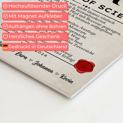 Urkunde Magnet Wandbild Fotoboard Geschenk Zum Masterabschluss Master Of Science