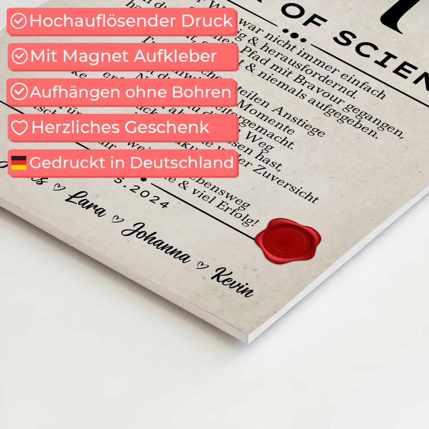 Urkunde Magnet Wandbild Fotoboard Geschenk Zum Masterabschluss Master Of Science