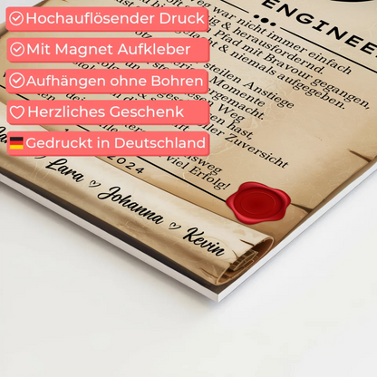 Urkunde Fotoboard Geschenk Masterabschluss Master Of Engineering