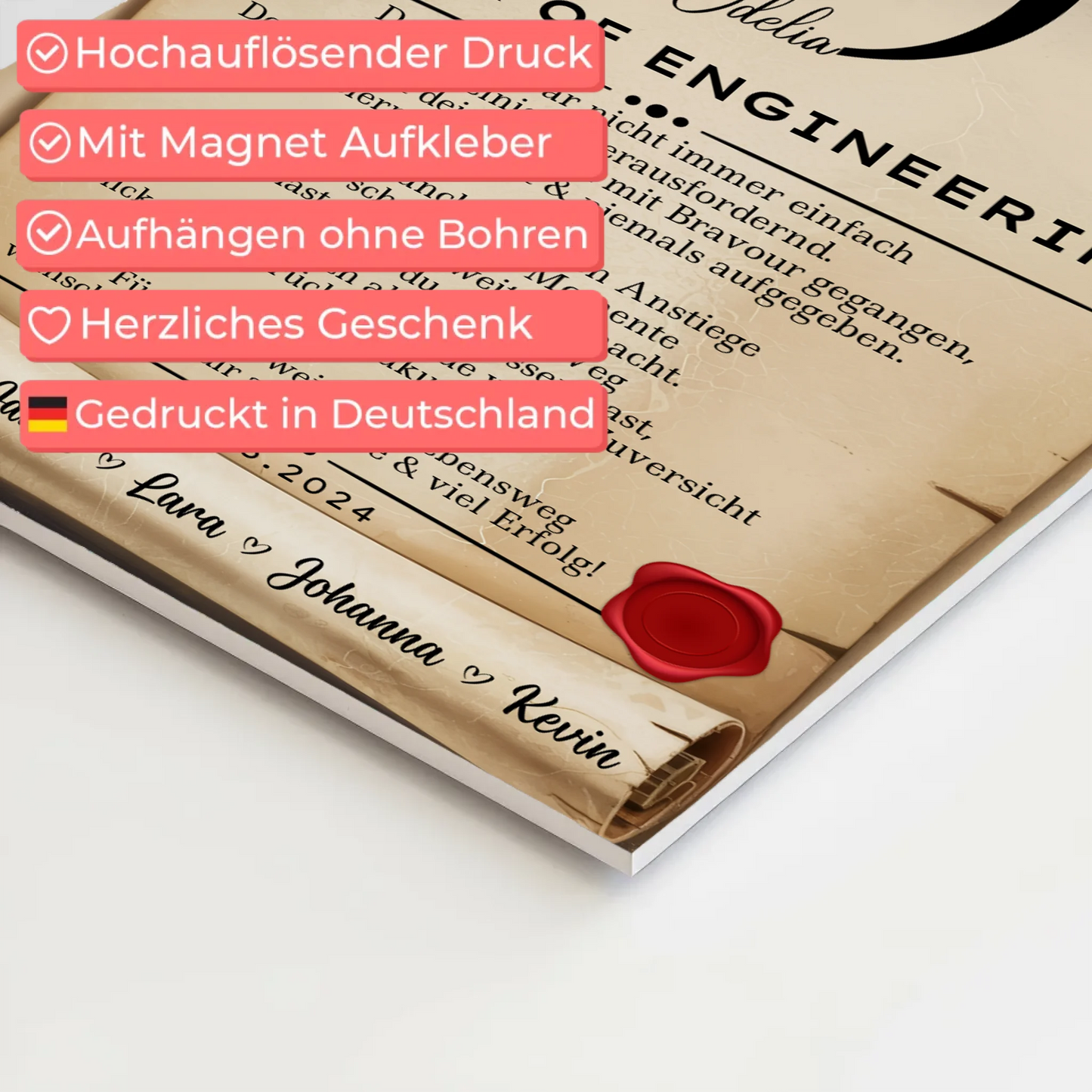 Urkunde Fotoboard Geschenk Masterabschluss Master Of Engineering