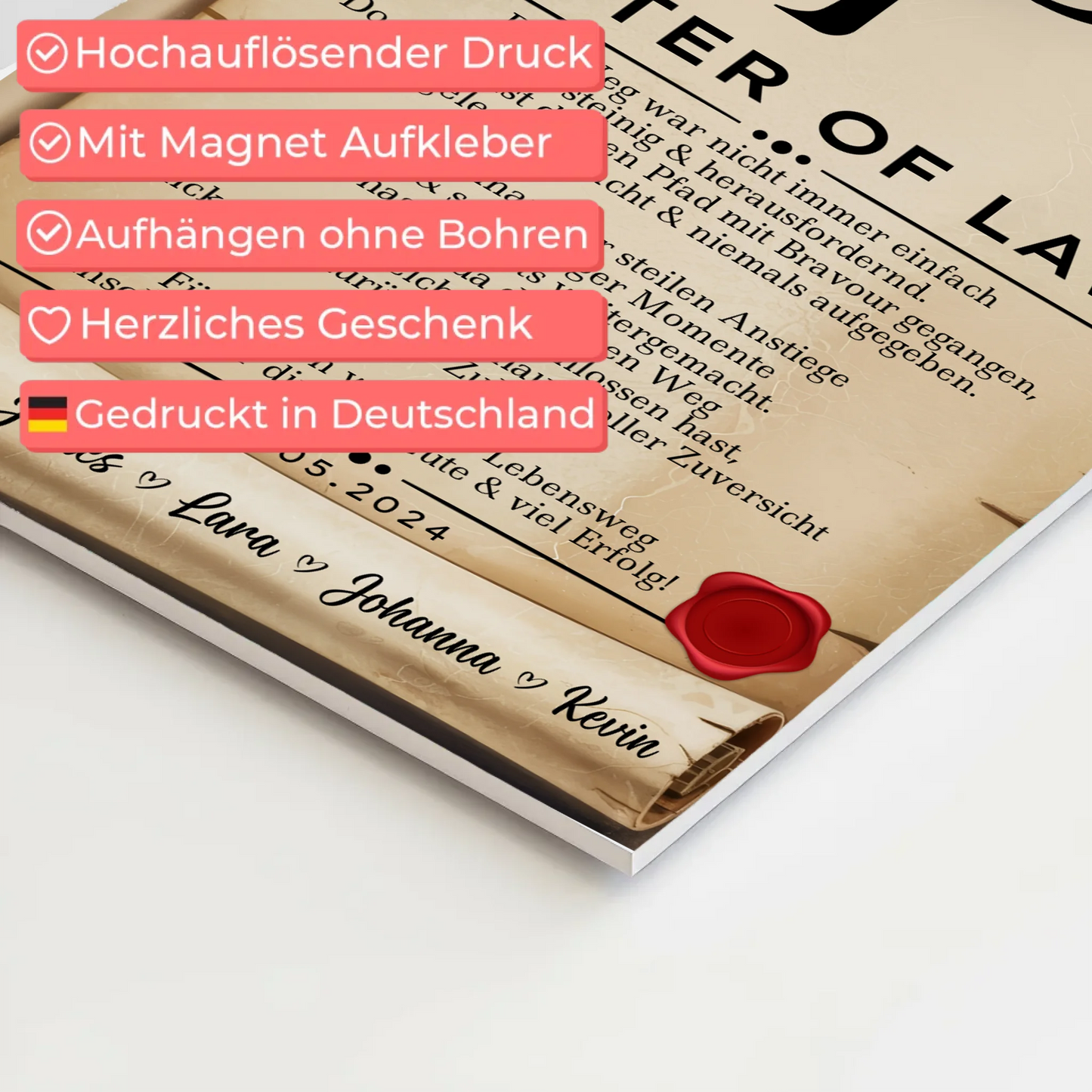 Urkunde Fotoboard Magnetisch Geschenk Zum Master Master Of Laws