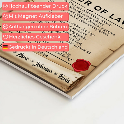 Urkunde Fotoboard Magnetisch Geschenk Zum Master Master Of Laws